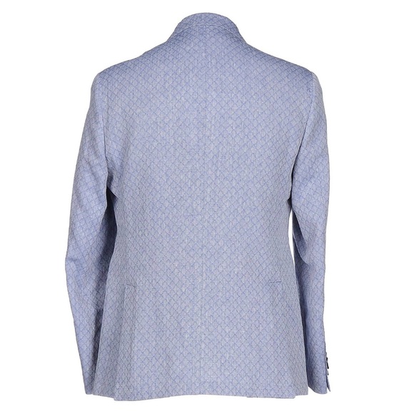 Men’s Blazer Light Blue Linen Wool Blend Peak Lapel | 2 Button Jacket | Size 36R - Picture 3 of 7